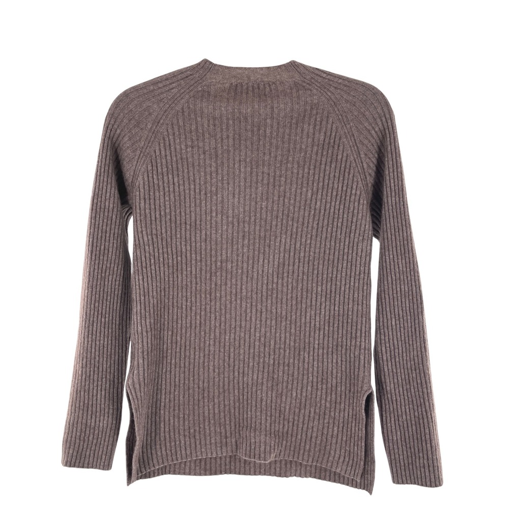 CAARA Cashmere Ribbed Knit Sweater XS Mocha Taupe Luxury Parisian Old Money Cozy - Picture 2 of 7
